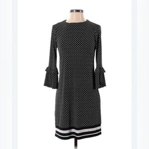 Michael Kors Black and White Sheath Dress with 3/4 Bell Sleeves